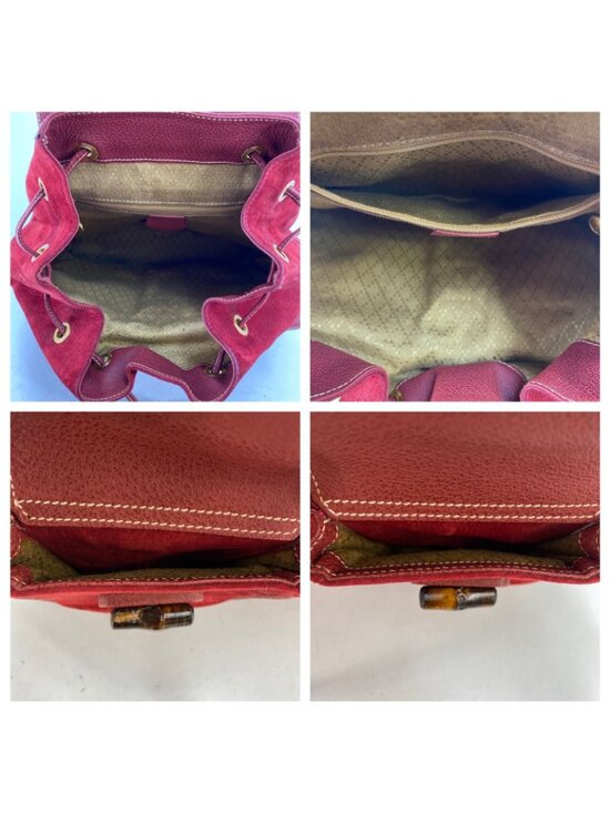 Gucci Backpack Suede Red Travel Business Bamboo main image 9